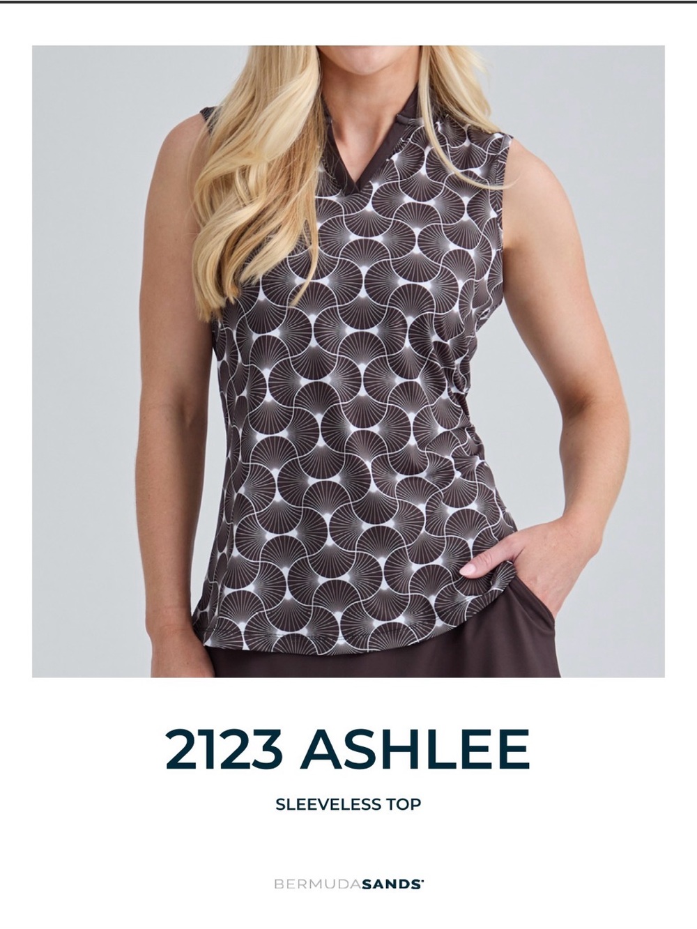 Bermuda Sands Apparel Ashlee Sleeveless Tank - Black Spiral Print
